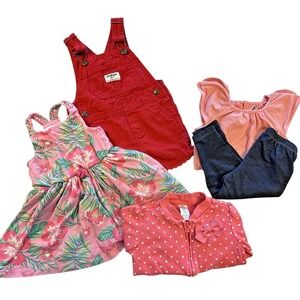 Lot of 5 Baby Girl Tommy Bahama/OshKosh/Carters Dress,Overalls,Outfit 12 Mo‎